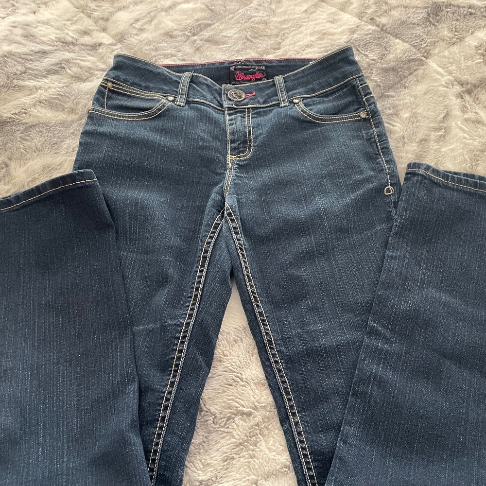 VINTAGE WRANGLER JEANS ,RED STITCHING, S3/4 x34 - Picture 7 of 12